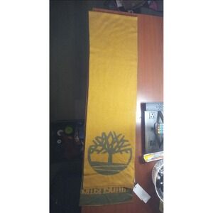 Timberland Scarf Mustard Yellow Green Logo Reversible Tree Unisex Knit  Tags $98